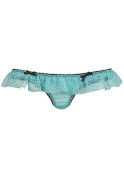 Mint/black spot thong