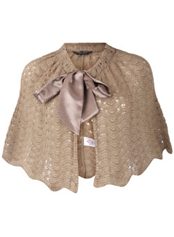 Dorothy Perkins Mocha satin tie cape