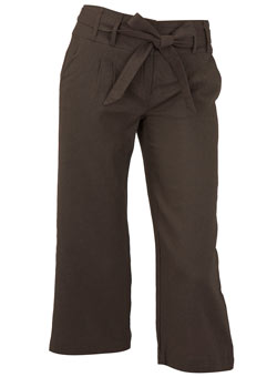 Dorothy Perkins Mocha tie linen crops