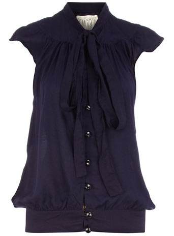 Navy blue short sleeve blouse DP88000004