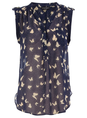 Navy butterfly/spot blouse DP05279223