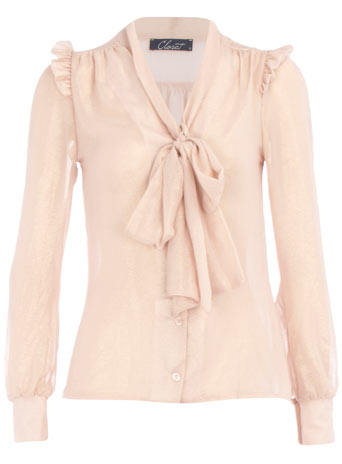 Nude chiffon pussybow blouse