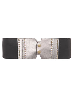 Pewter double popper waist belt