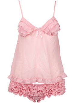 Pink chiffon cami and shorts