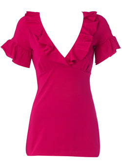 Dorothy Perkins Pink ruffle empire wrap top