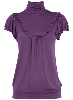 Dorothy Perkins Purple frill bib polo top