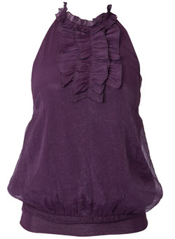 Dorothy Perkins Purple ruffle halter top