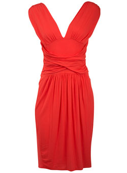 Dorothy Perkins Red drape front dress