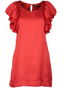 Dorothy Perkins Red satin frill sleeve tunic