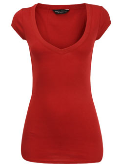 Dorothy Perkins Red short sleeve long line v