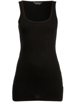 Dorothy Perkins Tall black rib scoop vest