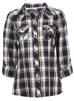 Dorothy Perkins Tall grape/grey check shirt