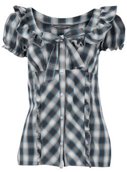 Dorothy Perkins Tall green check bow shirt