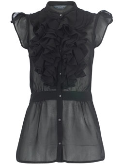 Dorothy Perkins Talll black ruffle front top