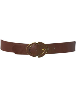 Tan oval buckle jeans belt