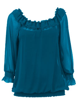 Dorothy Perkins Teal chiffon clown top