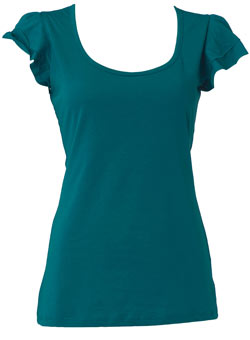 Dorothy Perkins Teal ruffle keyhole top