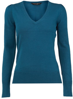 Dorothy Perkins Teal supersoft v-neck jumper