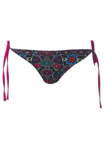 Tile print tie-side bikini bottoms