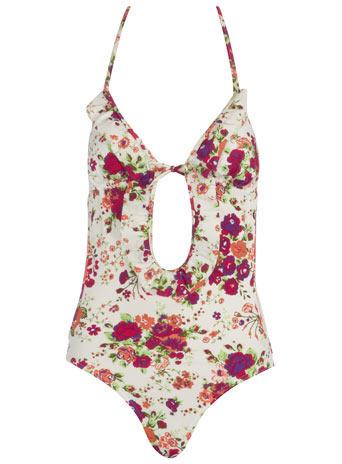 White floral cut out swimsuit DP06903902