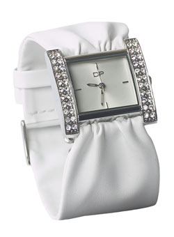 White ruched strap watch