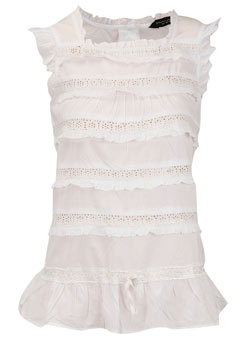 Dorothy Perkins White ruffle drop waist top