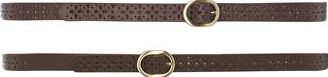 Dorothy Perkins, 1134[^]262015000713254 Womens 2 skinny Plum and Chocolate Belts- Purple