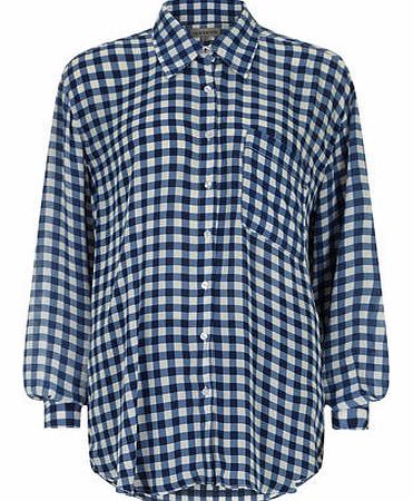 Womens Alice & You Ovesized Gingham Shirt- Blue