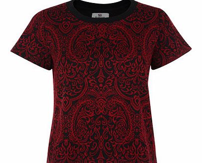 Dorothy Perkins Womens Bellfield Jacquard jersey tee- Red