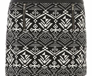 Dorothy Perkins Womens Black And White Aztec Skirt- Black