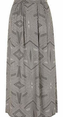 Dorothy Perkins Womens Black and White Printed Maxi Skirt- Black