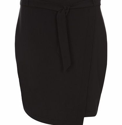 Dorothy Perkins Womens Black Belted Wrap Skirt- Black DP14587510