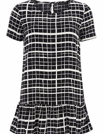 Dorothy Perkins Womens Black Check Frilled Hem Tunic- Black