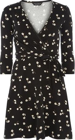 Dorothy Perkins, 1134[^]262015000717111 Womens Black ditsy wrap dress- Black DP56453910