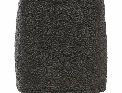 Dorothy Perkins Womens Black Embossed PU Mini Skirt- Black