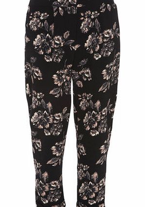 Dorothy Perkins Womens Black Floral Crepe Joggers- Black