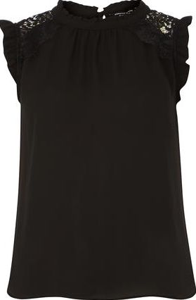 Dorothy Perkins, 1134[^]262015000705962 Womens Black Lace Insert Top- Black DP05596601