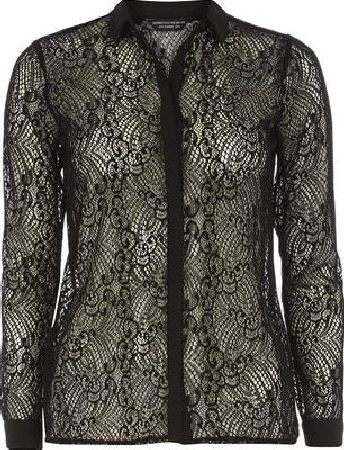 Dorothy Perkins, 1134[^]262015000707039 Womens Black Lace Shirt- Black DP05601101