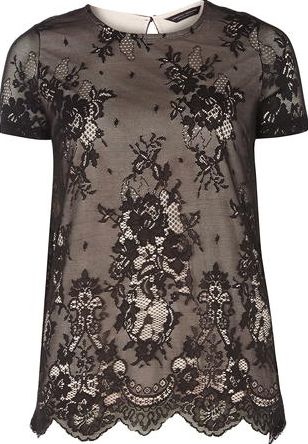 Dorothy Perkins, 1134[^]262015000705926 Womens Black Lace Top- Black DP05594510