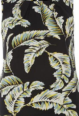 Dorothy Perkins Womens Black Leaf Print Shell Top- Black