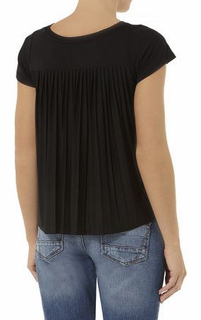 Dorothy Perkins Womens Black Pleat Back Tee- Black DP56380710