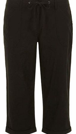 Dorothy Perkins Womens Black poplin cropped trousers- Black