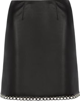 Dorothy Perkins, 1134[^]262015000709083 Womens Black PU Eyelet Hem Mini Skirt- Black