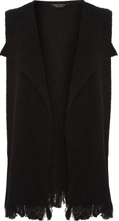 Dorothy Perkins, 1134[^]262015000711798 Womens Black Rib Sleeveless Cardigan- Black