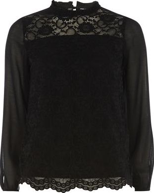 Dorothy Perkins, 1134[^]262015000705980 Womens Black Scallop Lace Top- Black DP05601501