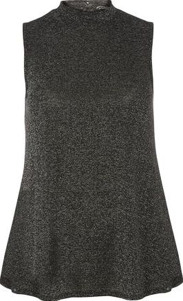 Dorothy Perkins, 1134[^]262015000707291 Womens Black Shimmer Sleeveless Top- Black