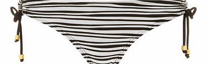 Womens Black/White Textured Tie Side Bikini