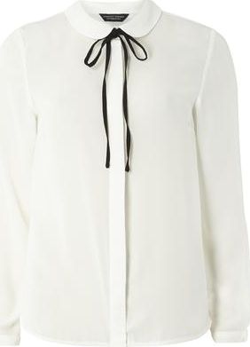 Dorothy Perkins, 1134[^]262015000704107 Womens Black/White Tie Shirt- Black DP05590503