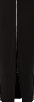 Dorothy Perkins Womens Black Zip Frint Maxi Skirt- Black