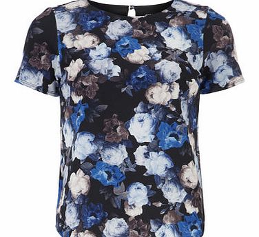 Womens Blue floral textured tee- Blue DP05496510